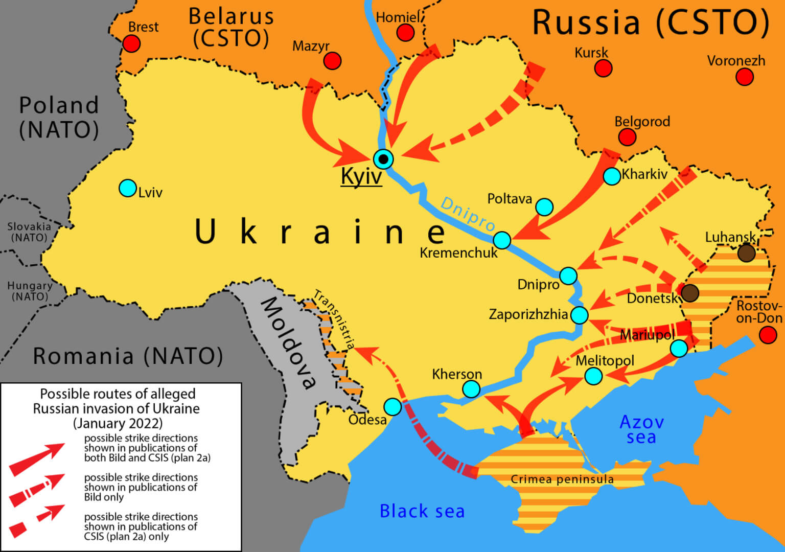 Russian Invasion of Ukraine Map in 2022
